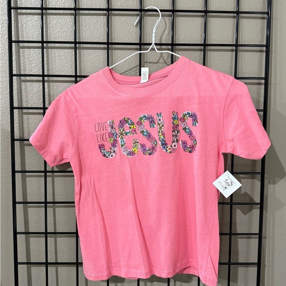 Pink Kids T-Shirt with Floral Design